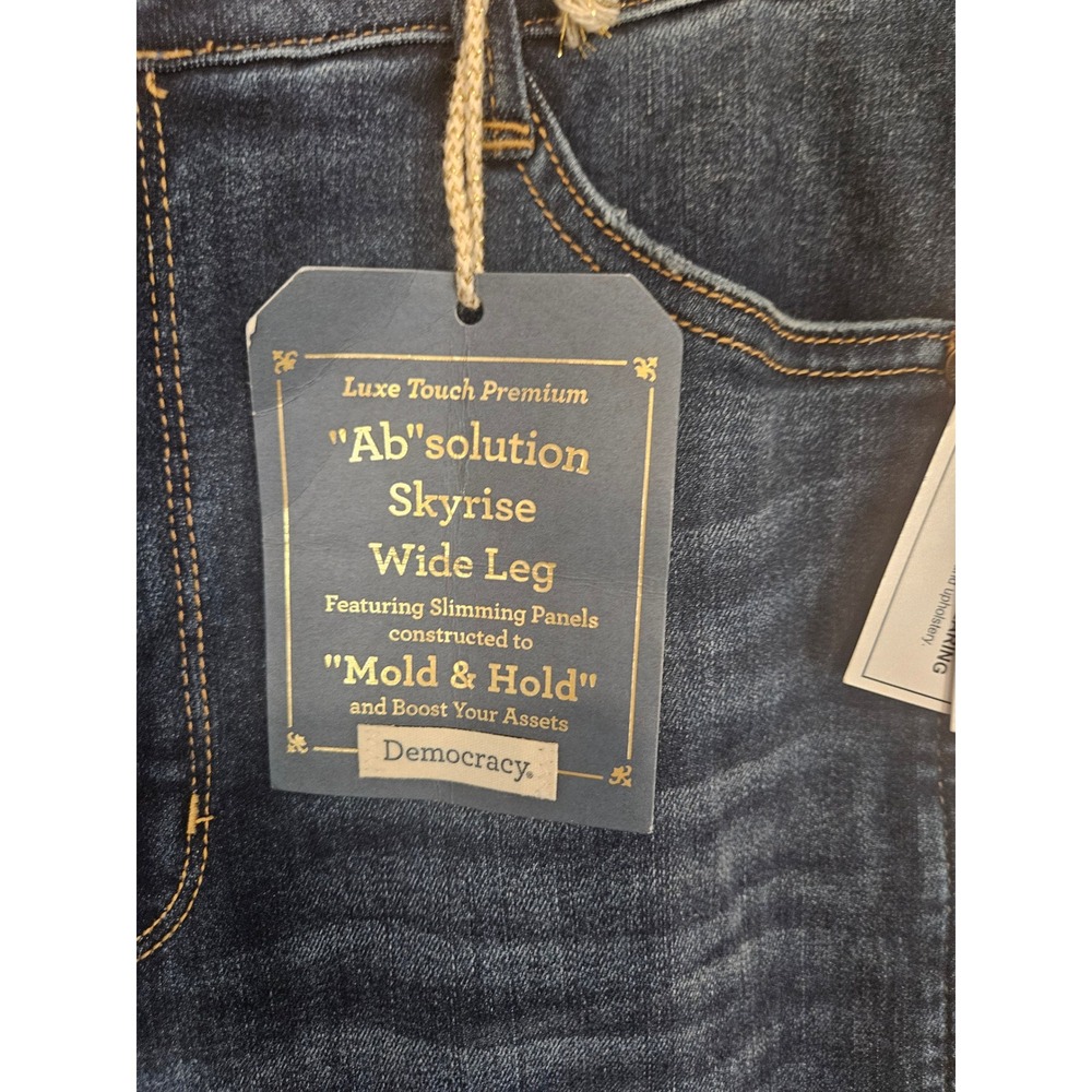 Democracy Wide Leg Flare Jeans in Dark Indigo - Picture 3 of 11